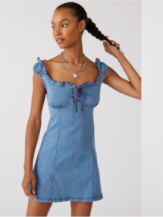 Urban Outfitters Dresses & Skirts - Urban Outfitters Light Blue Denim Lace-Up Mini Dress